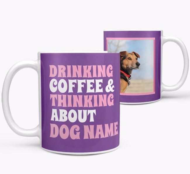 'Drinking Coffee...' - Personalised {breedFullName} Photo Upload Mug